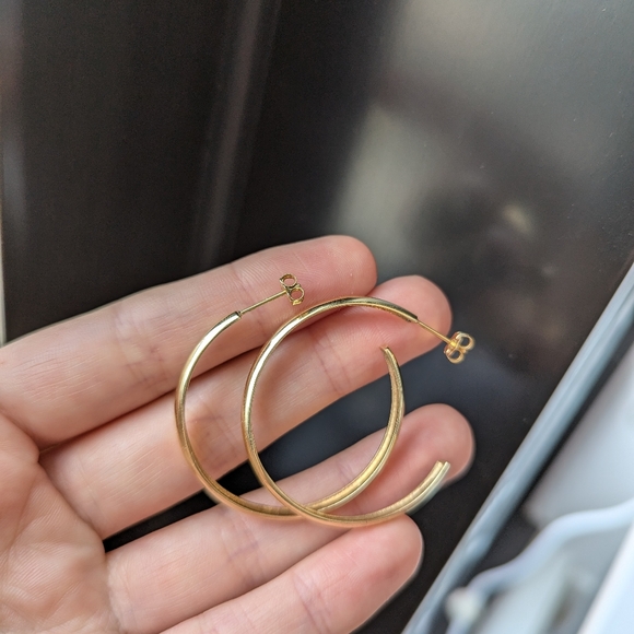 14K Gold Wide Zoe Chicco Hoops - Picture 9 of 12